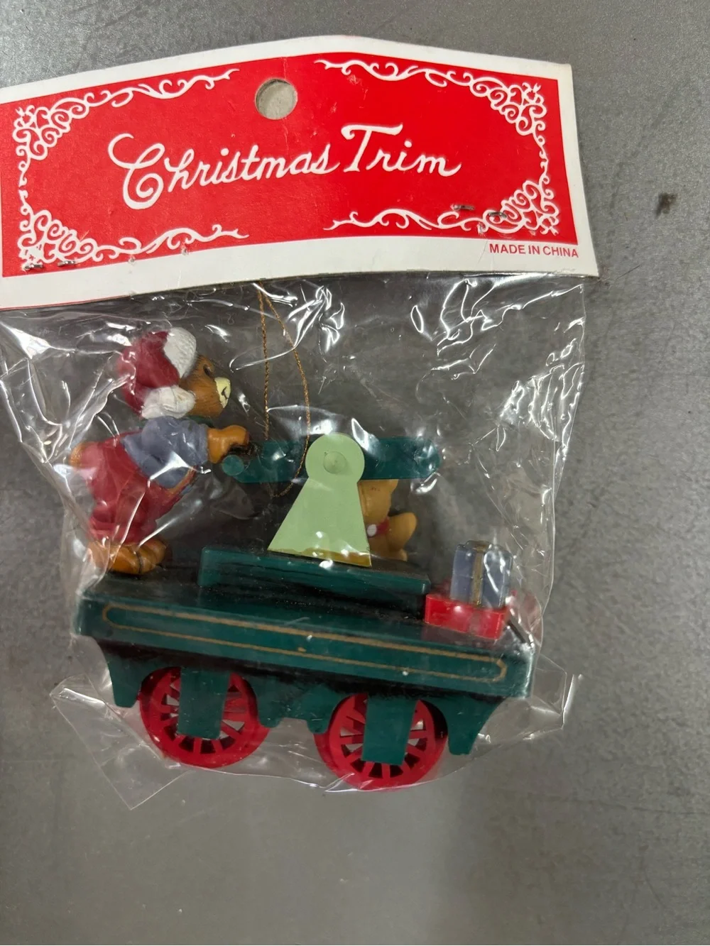 Christmas Trim Kids Toy Train Car - Red & Green